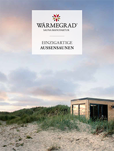 Titelseite von Wärmegrad Aussensaunen Katalog 2023-2024