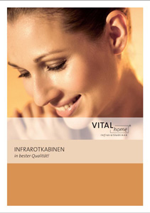 Katalog Titelbild von Vitalhome Infrarotkabinen das eine Frau zeigt