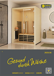 Titelseite eines Infraworld Katalogs für Infrarotkabinen und Saunen